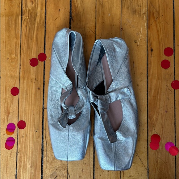Silver Bow Ballet Flats - Picture 2 of 5